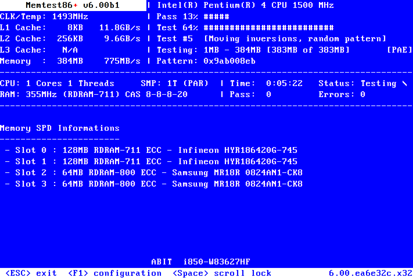 Memtest86+ Screenshot